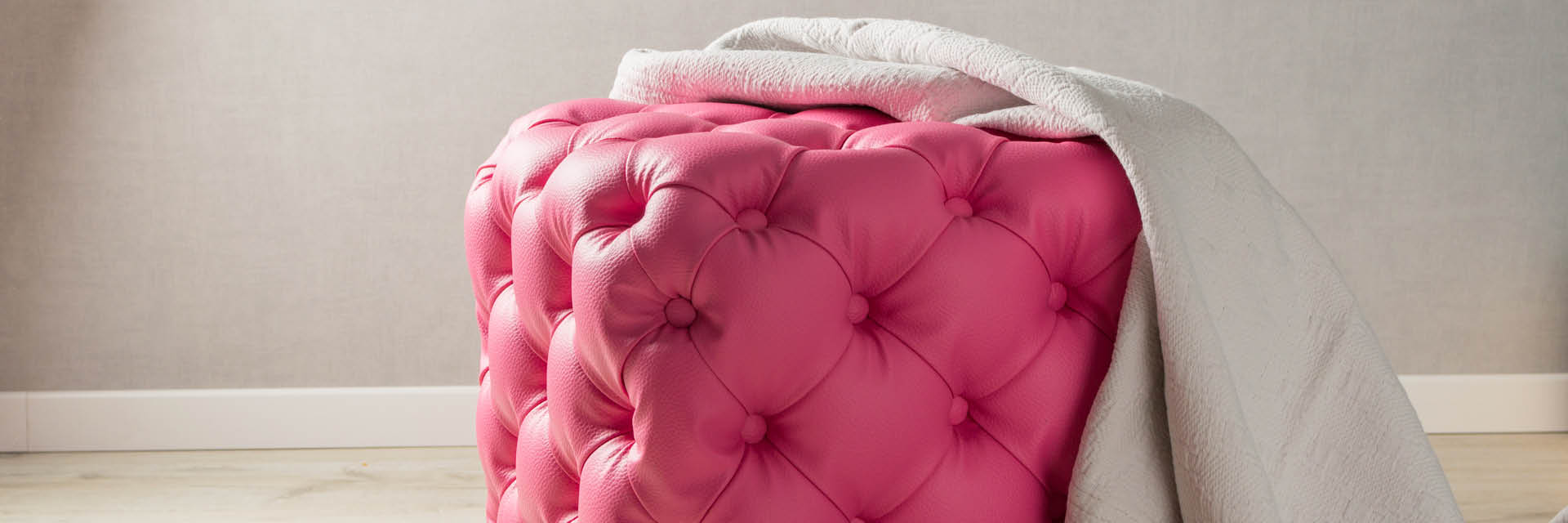 Pouf, Leder, Pink